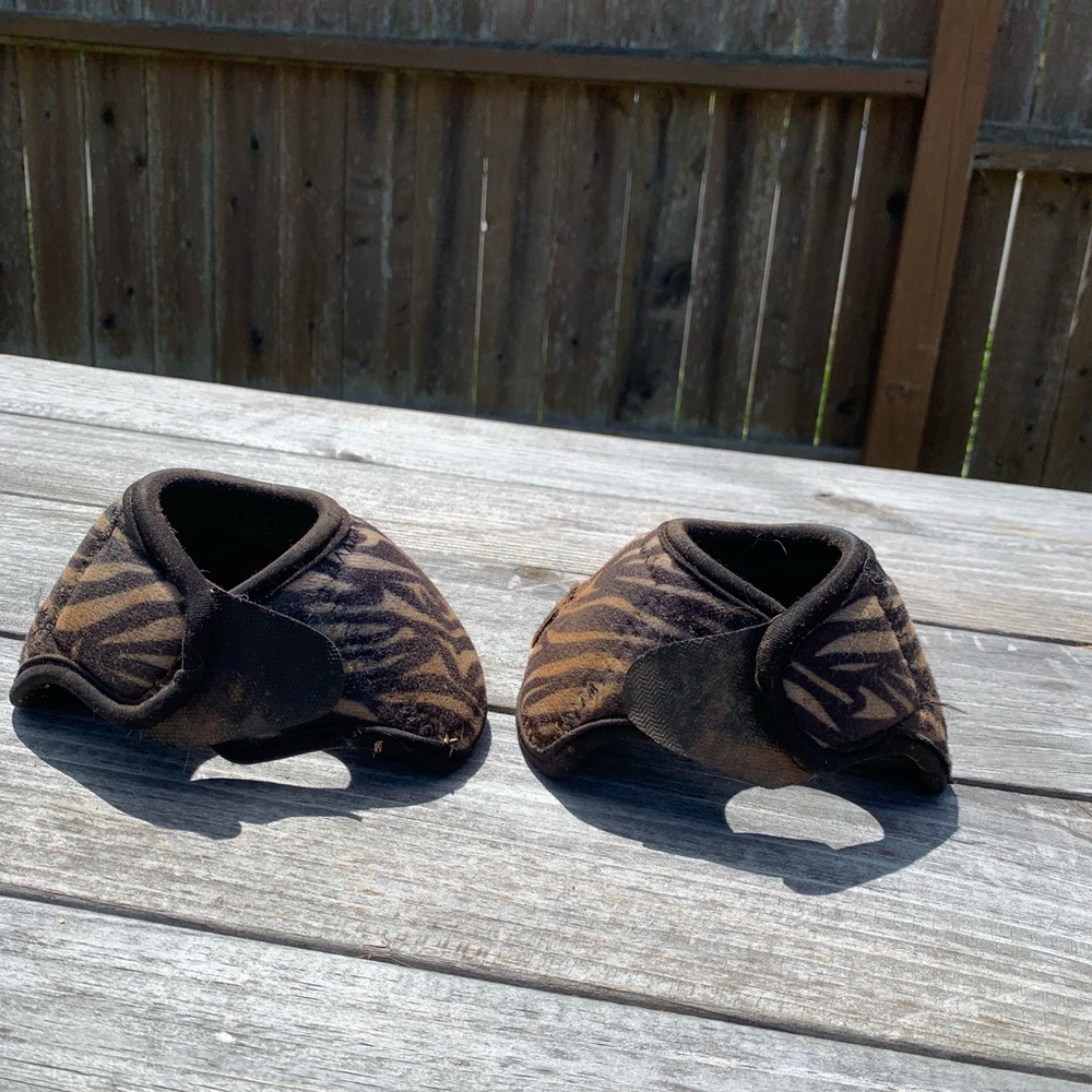 Zebra horse Velcro bell boots size M